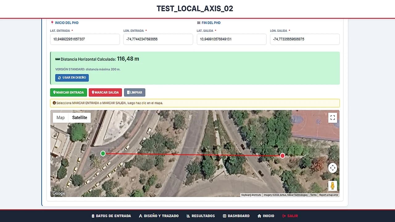 Interfaz de AXIS con ubicación de proyecto presentada en formato tablet