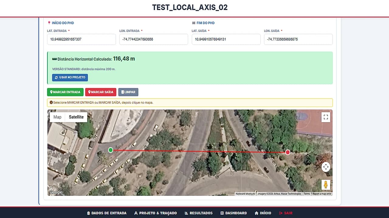 Interfaz de AXIS con ubicación de proyecto presentada en formato tablet